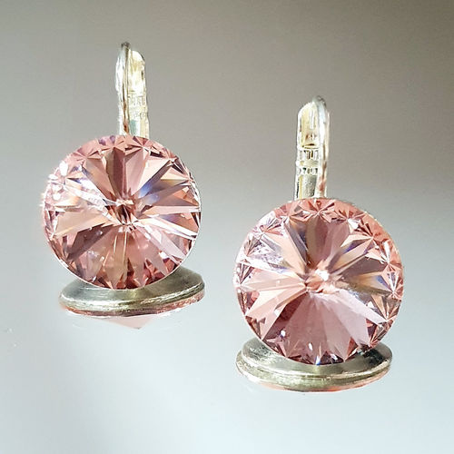 Ohrhänger mit Swarovskikristallen 14 mm versilbert Light Rose