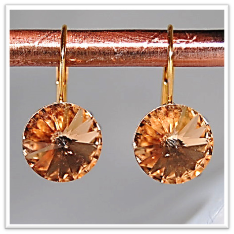 Ohrhänger mit Swarovskikristallen 14 mm vergoldet Light Topaz