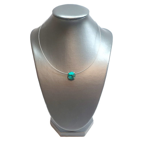 Einstein Collier versilbert mit Swarovskikristall Emerald