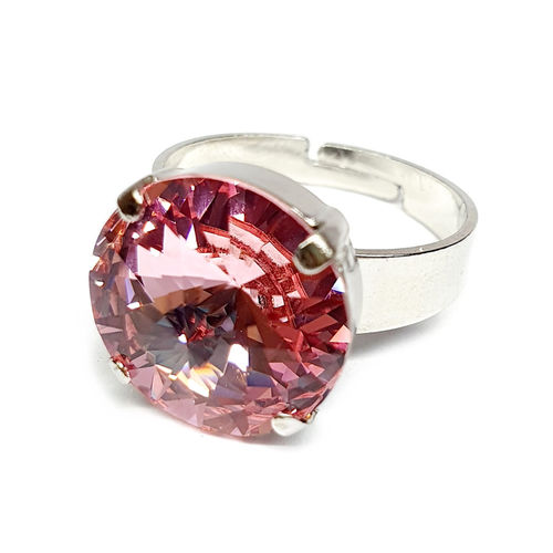 Ring mit Swarovskikristall silberfarben Light Rose
