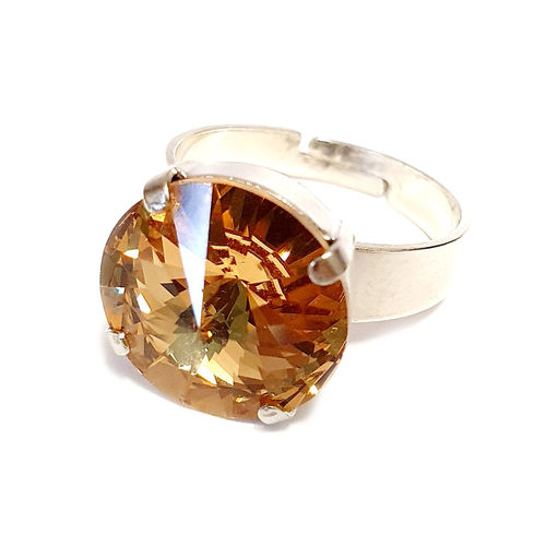 Ring mit Swarovskikristall silberfarben Light Topaz