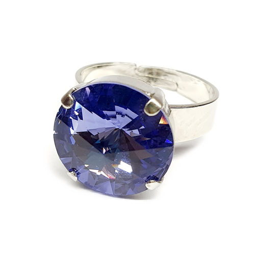 Ring mit Swarovskikristall silberfarben Tanzanite