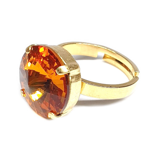 Ring mit Swarovskikristall vergoldet Topaz