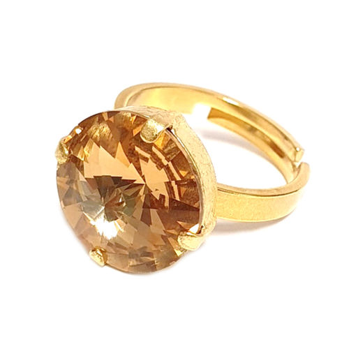 Ring mit Swarovskikristall vergoldet Light Topaz