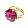 Ring mit Swarovskikristall vergoldet Fuchsia