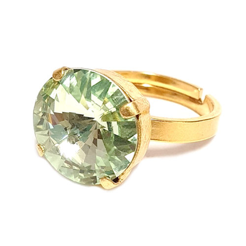 Ring mit Swarovskikristall vergoldet Chrysolith