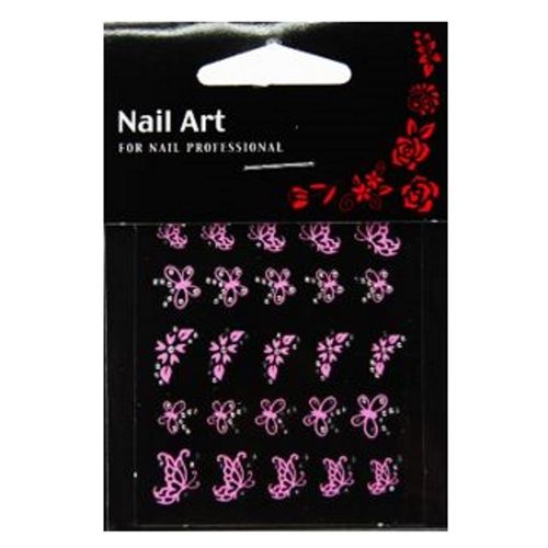 Exposy-Nail Sticker Schmetterling Blüte rosa